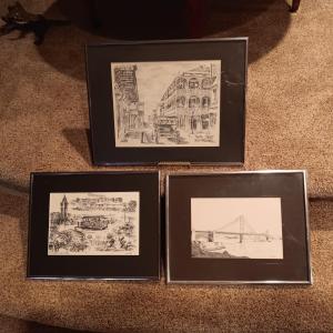 Photo of 3 SIGNED DETAILED SKETCHES