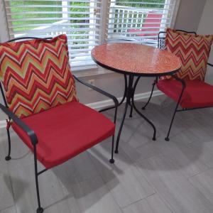 Photo of Patio Set- Two Metal Chairs and One Metal Frame Table with Mosaic Tile Top