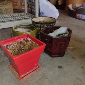 Photo of Collection of Four Glazed Ceramic Planter Pots