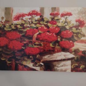 Photo of Wall Art- Floral Design- Canvas on Wood Frame- Approx 36" x 24"