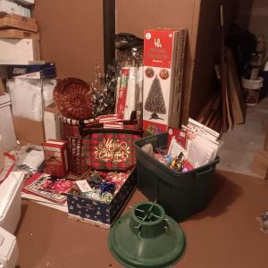 Photo of CHRISTMAS TREE, BOWS, TISSUE PAPER, GIFT WRAP AND MORE