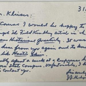 Photo of WW2 fighter pilot J.J. Hudson signed note