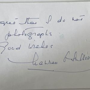 Photo of Tarzan actress Maureen O'Sullivan signed note