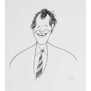 Photo of Al Hirschfeld signed David Letterman numbered litho