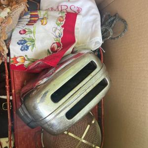 Photo of Box of misc with vintage toaster