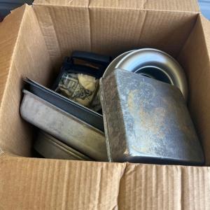 Photo of Box of Kitchen Items, Metal, Aluminum, Coffee Pot