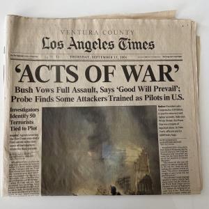 Photo of LA Times September 13th 2001- ACT of War
