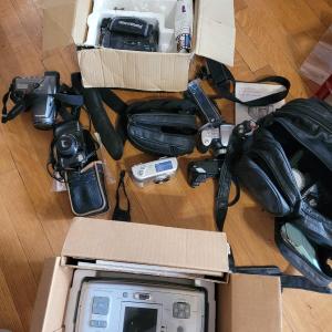 Photo of Lot of cameras, equipment and photo printer and bags