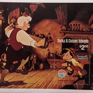 Photo of Turks & Caicos 1980 Pinocchio Souvenir Stamp Sheet
