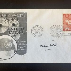 Photo of Charles Malik signed first day cover