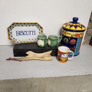 Photo of Kitchen pottery - canister, bison mugs etc