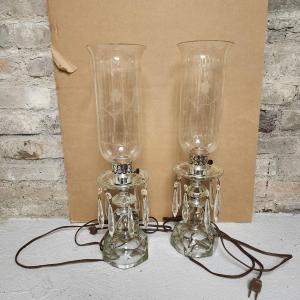 Photo of Pair of Crystal Vanity Lamps