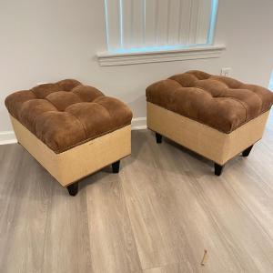 Photo of Two Suede Ottomans (LR-SS)
