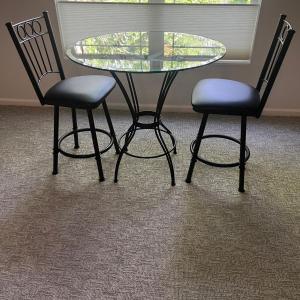 Photo of Trica Glass Top Table & Chairs (BLR-MG)