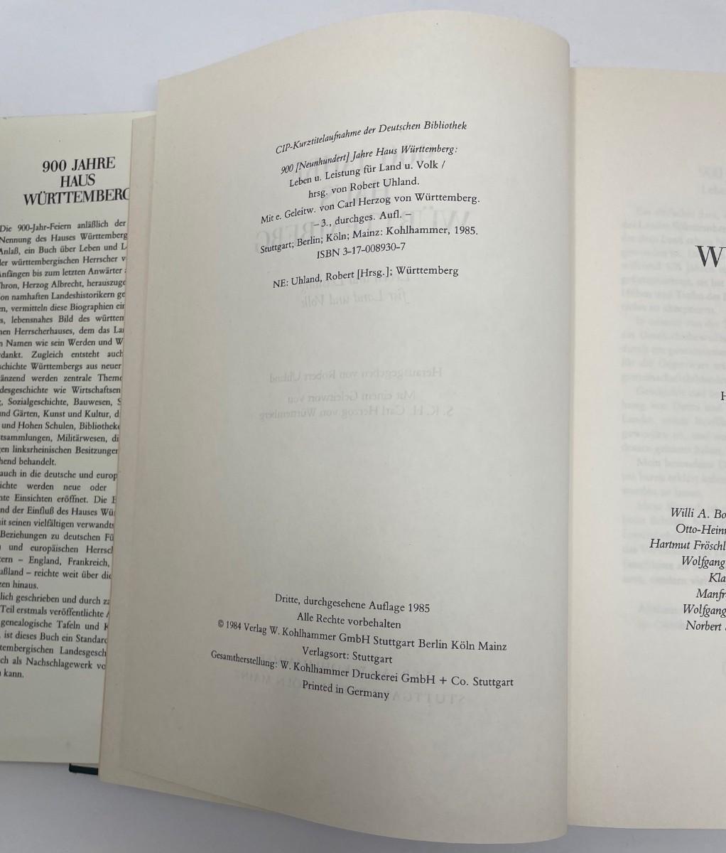 Photo 3 of Book "900 Jahre Hus Wurttemberg Herausgegeben Von Robert Uhland" by Kohl Hammer