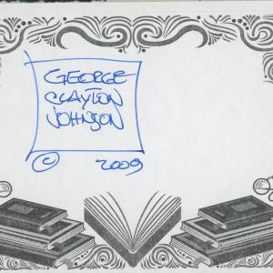 Photo of George Clayton Johnson signed bookplate