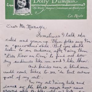 Photo of Dolly Dumplin Signed Letter