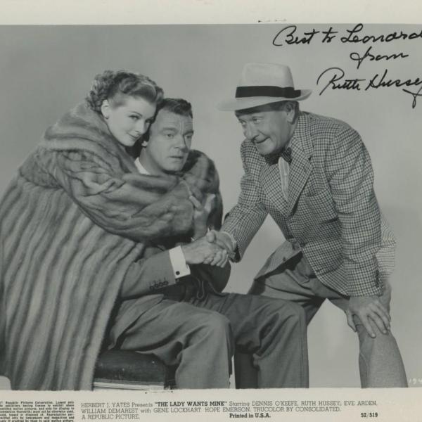 Photo of Ruth Hussey signed "The Lady Wants Mink" movie photo 