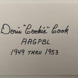 Photo of All American Baseball Player Doris Cook signed note