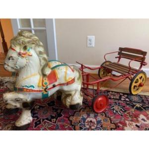 Photo of Vintage Mobo Pioneer Wagon Toy Child's Ride On Pedal Toy Horse