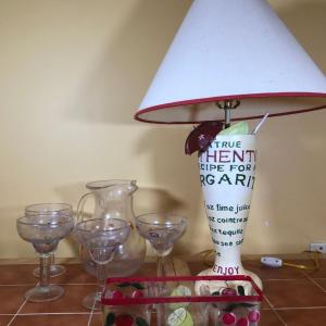 Photo of LOT 87B: Margarita Recipe Lamp, Blown Glass Millefiori Pitcher w/ Matching Marga