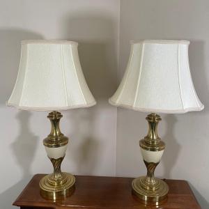 Photo of LOT 55F: Pair Of Matching Waterford Brass & Porcelain Lamps