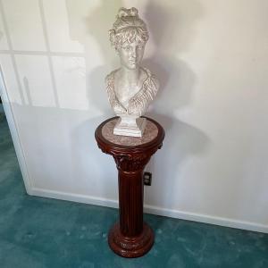 Photo of LOT 63F: Marble Top Pedestal w/ Bust