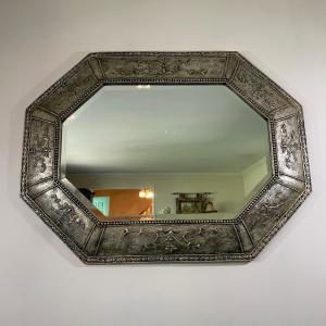 Photo of LOT 59F: Large Octagon Shaped Mirror w/ Sconces