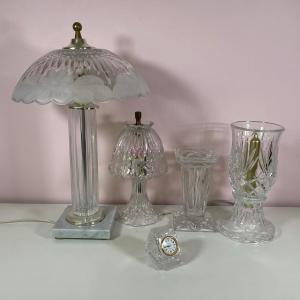 Photo of LOT 27M: Vintage Crystal Lamps, Clock & More