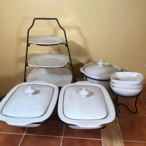 Photo of LOT 118B: Alco Industries White Serving Dishes w/ Metal Stands