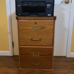 Photo of LOT 116B: Brother Fax Machine MFC-J480DW w/ Wood Filing Cabinet