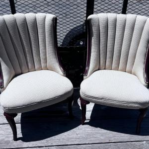 Photo of Pair of Queen Anne Parlor Chairs, Butter Tone