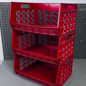 Photo of 3 Red Stacking Plastic Bins