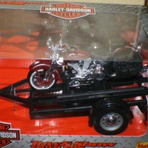 Photo of Maisto Harley Davidson Red Die Cast Motorcycle and Trailer
