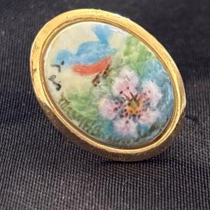 Photo of Gold tone hand painted oval pin