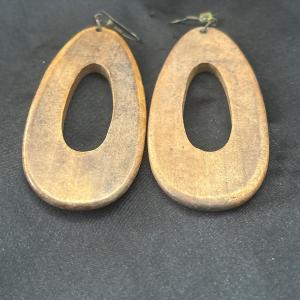 Photo of Wooden oval earrings