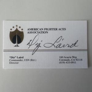 Photo of U.S. Navy ace Dean S. Laird signed business card 