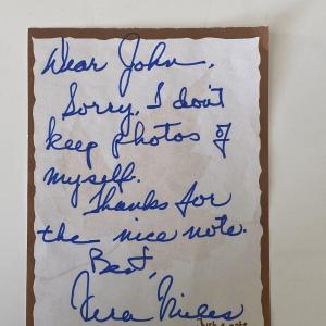 Photo of Vera Miles signed note 