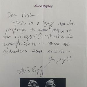 Photo of Alice Ripley Signed Note