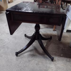 Photo of Wooden Double Drop Leaf Side/Accent Table with Drawer