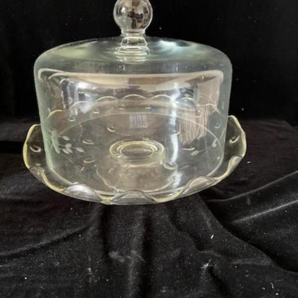 Photo of PRINCESS HOUSE CRYSTAL ETCHED CAKE PLATE W/LID