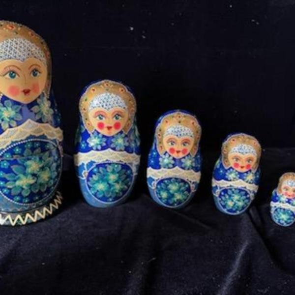 Photo of WOODEN HAND PAINTED NESTING DOLLS