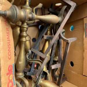 Photo of Vintage Brass Andirons Lot