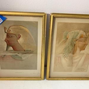 Photo of PAIR Signed Egyptian Prints Thothmes & Aahmes by Howard S Carter King Tut Discov