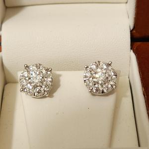 Photo of 14Kt White Gold & Diamond Cluster Earrings