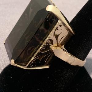 Photo of 18k Yellow Gold Evening Ring with HUGE Stone Size 7 1/2 - 8