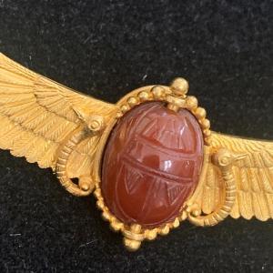 Photo of Egyptian Revival Scarab 22k Gold Brooch