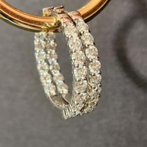 Photo of 14Kt White Gold & Diamond Hoop Earrings 15 Diamonds each