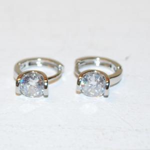 Photo of Single Clear Diamond-Like Stone Earrings Set on a Latch Back