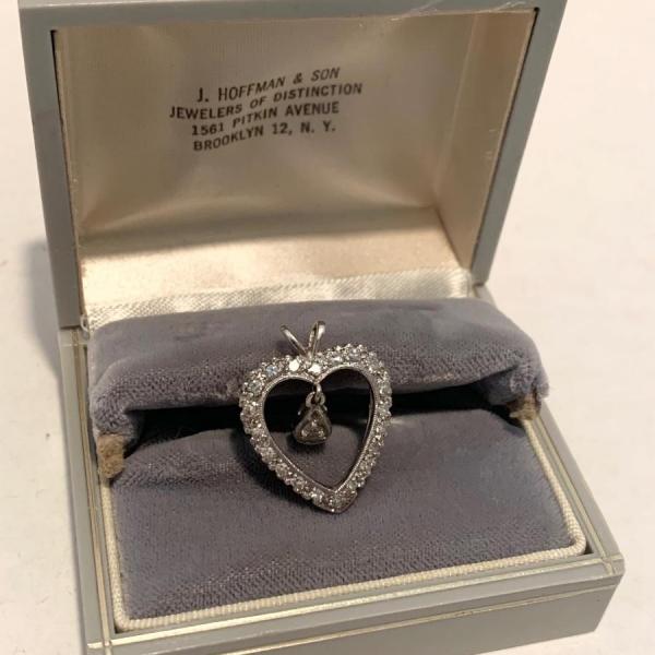 Photo of 14k White Gold Heart Pendant w/ diamonds